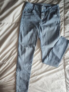 Light Blue Ribbed Skinny Pants